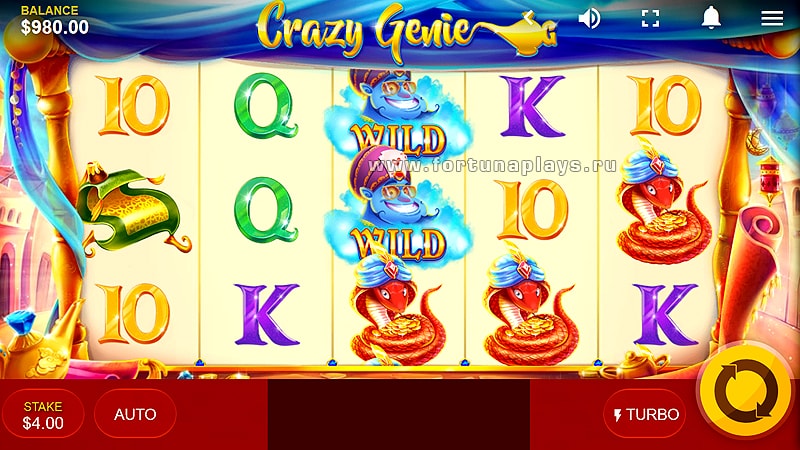 Crazy Genie игровой автомат без регистрации в казино Плей Фортуна