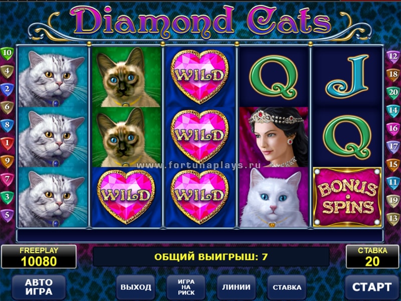 игровой автомат Diamond Cats казино PlayFortuna